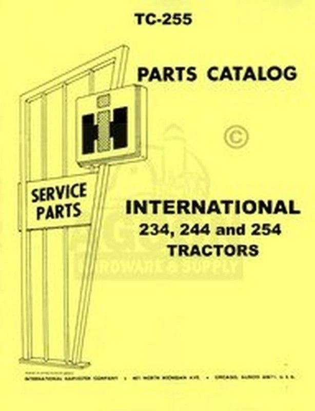 International Harvester 234 244 254 Tractor Parts Catalog Manual TC-255