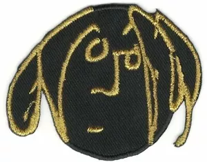 2" x 2 1/2" Metallic Gold on Black Cartoon Art Face Line Drawing Patch - Picture 1 of 1
