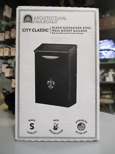 Wall Mount Mailbox Black Small "City Classic" Steel Galvanized Mailbox - Picture 1 of 3