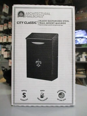 Wall Mount Mailbox Black Small "City Classic" Steel Galvanized Mailbox - Image 1 of 3