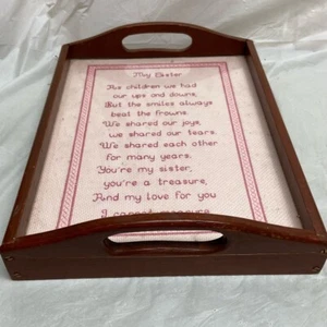 Vintage, One of a Kind, My Sister, Needlework- Handcrafted Serving Tray 12.5in x - Picture 1 of 8
