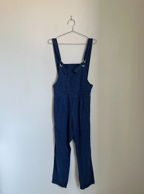 Seen Worn Kept Anthropologie Stripe Tie-Strap Jumpsuit in Navy Size SMALL - Image 1 of 4