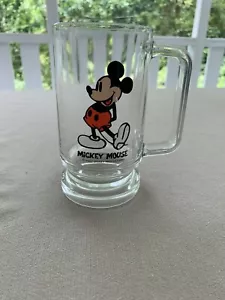 Vintage Disney Mickey Mouse Clear Glass Beer Stein 6” Tall - Picture 1 of 3