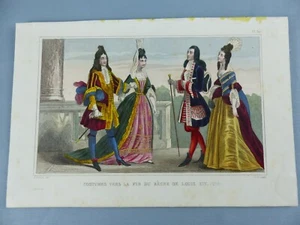 GRAVURE ancienne vers 1850 costumes FRANCE sous le règne de Louis XIV 1710 ,242 - Picture 1 of 1