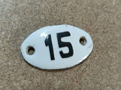 Letrero Esmaltado Vintage Número 15 Casa Blanca Placa Puerta Metal Porcelana Estaño Retro Foto 1 de 2