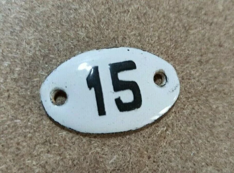 Vintage Enamel Sign Number 15 White House Door Plate Metal Porcelain Tin Retro Cover