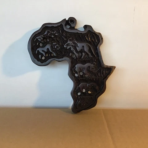 Africa African Wood Wooden Shaped Continent 5 1/2” X 4” Cover