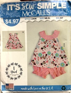McCall's Baby Mädchen NB bis 24 Monate Wendekleid Top Hose UNGESCHNITTEN Neu # L9436 - Bild 1 von 2