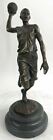 VINTAGE BRONZE STATUE BASKETBALL PLAYER SPORTS ICON BLACK MARBLE POST SCULPTURE