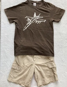 Gymboree Boys Fighter Jet Outfit ~ Size 8 ~ Brown & Khaki - Picture 1 of 4