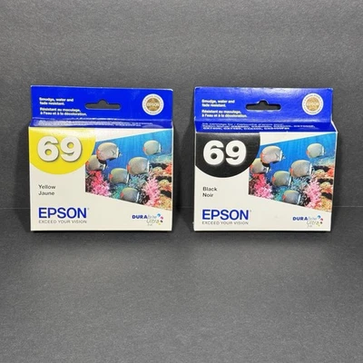Epson 69 T069120 Color Ink Cartridges Cyan & Yellow Sealed - 2 Total - Image 1 of 2