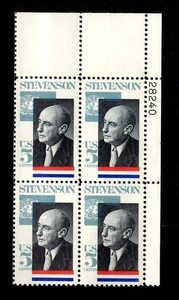 Adlai Stevenson Plate Block 1965 - Picture 1 of 1