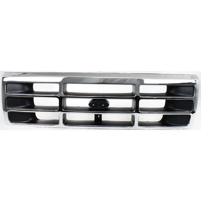 For Ford F Super Duty Grille 1992-1997 Chrome Shell with Painted Gray Insert - Image 1 of 4