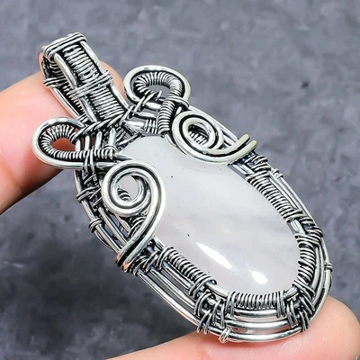 Colgante de joyería de plata de ley 925 con piedras preciosas de luna arco iris 2,17" r386 Foto 1 de 3