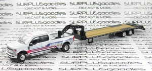 Greenlight 1:64 White 2019 FORD F-350 F350 LARIAT Dually w/Gooseneck Trailer BLK - Picture 1 of 10