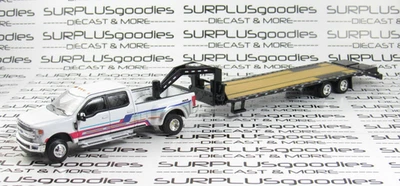 Greenlight 1:64 White 2019 FORD F-350 F350 LARIAT Dually w/Gooseneck Trailer BLK - Image 1 of 4
