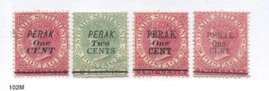 Malaya QV 1891 4 various overprinted Perak 1 cent mint o.g. hinged - Picture 1 of 1