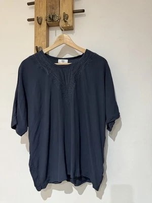 Blusa túnica viscosa bordada Noa Noa nueva sin etiquetas pizarra oscura talla 36 S 8 10 Foto 1 de 4