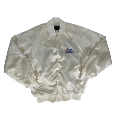 Chaqueta de bombardero satinado transbordador vintage Kennedy Space Center años 80 hecha en EE. UU. GRANDE Foto 1 de 4