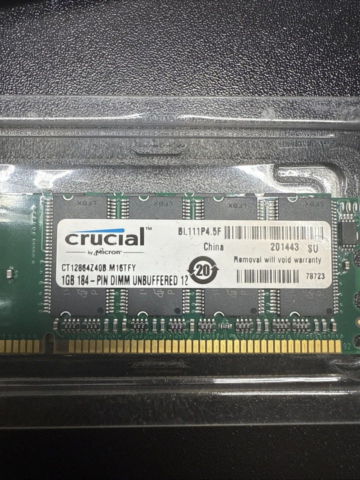 2 Crucial USA Memory Module 1GB 184-Pin UNBUFF DIMM 128MX64 CT12864Z40B-M16TDY - Image 1 of 2