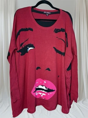 Betsey Johnson Intarsia Biggie Guiño Tejido RARO O/S MANGAS AJUSTADAS AGUJEROS PARA EL PULGAR Rojo Foto 1 de 4