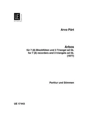 Arbos Arvo Pärt Set 7 [8} Recorders [SATB] and 3 Triangel ad lib. Universal Edit - Image 1 of 4