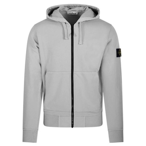 Felpa con cappuccio e zip Stone Island Stone 25SS Badge cotone grigio chiaro 6100042 S0051