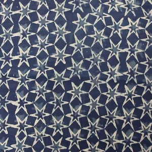 Indian Indigo White Star Block Print 100%Cotton & Voile Women Dress FabricCloth - Picture 1 of 2