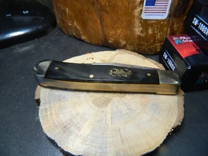 STEEL WARRIOR POCKET KNIFE 4 1/4" TRAPPER OX HORN HANDLE 440 S.S BLADES SW-108OX - Picture 1 of 14