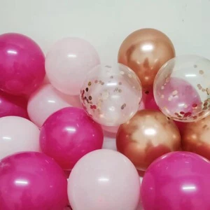 Pink Balloons, 100pcs 12 Inch Hot Pink Light Pink Metallic Rose Gold Confetti... - Picture 1 of 6