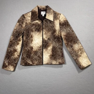 Joseph Ribkoff Crinkle Cheetah Leopard Print Zip-Up Women Jacket Size 8 - Image 1 of 4