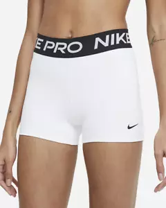 Nike pro Women's shorts 3" WHITE black S M L xl CZ9857 100 compression NWT - Picture 1 of 1