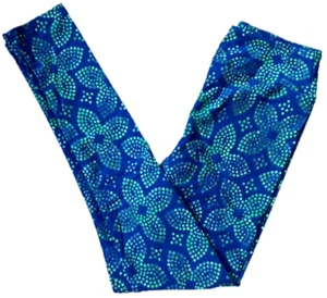Girls S/M LuLaRoe ~ BLUE & GREEN FLORAL PATTERN ~ Leggings; KIDS SIZES 2-8 - Picture 1 of 3
