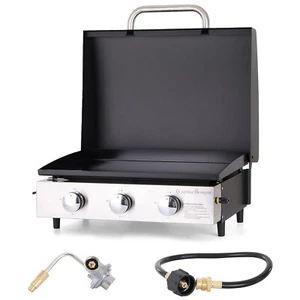 3 Burner Portable Camping Griddle Flat Top Grill 24" Propane Gas Table Top Grill - Picture 1 of 8