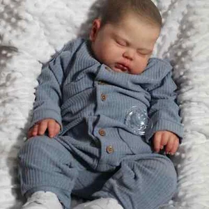 Muñeca bebé niño renacido encurtido cuerpo suave 60 cm realista con venas pelo pintado - Imagen 1 de 4