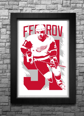 SERGEI FEDOROV art print/poster DETROIT RED WINGS FREE S&H! JERSEY Cover