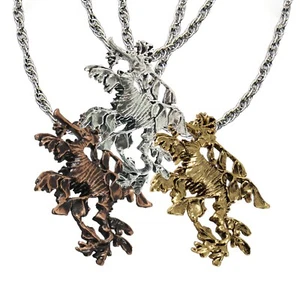 Collar de dragón de mar frondoso, caballito de mar, dragón de mar, colgante de metal hecho a mano A162APEN - Imagen 1 de 20