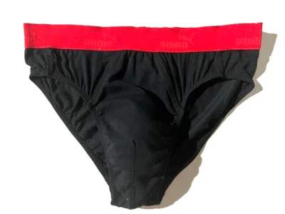 New PUMA ONE Men Black Cotton Deep Pouch Front Brief Underwear Sport  sz M #570 - Image 1 of 4