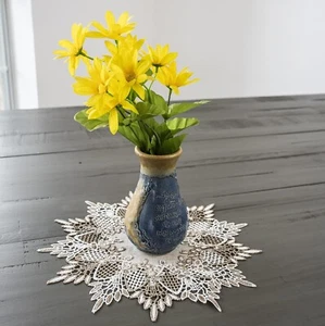 Beautiful Neutral Earth Tone on Beige 11" Round Doily (set of 2)  - Picture 1 of 3