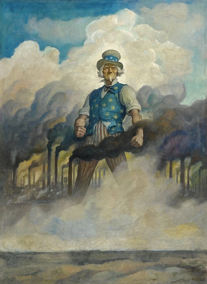 N.C. Wyeth - Estamos en camino - Impresión patriótica del Tío Sam de la Segunda Guerra Mundial 1942 Foto 1 de 2