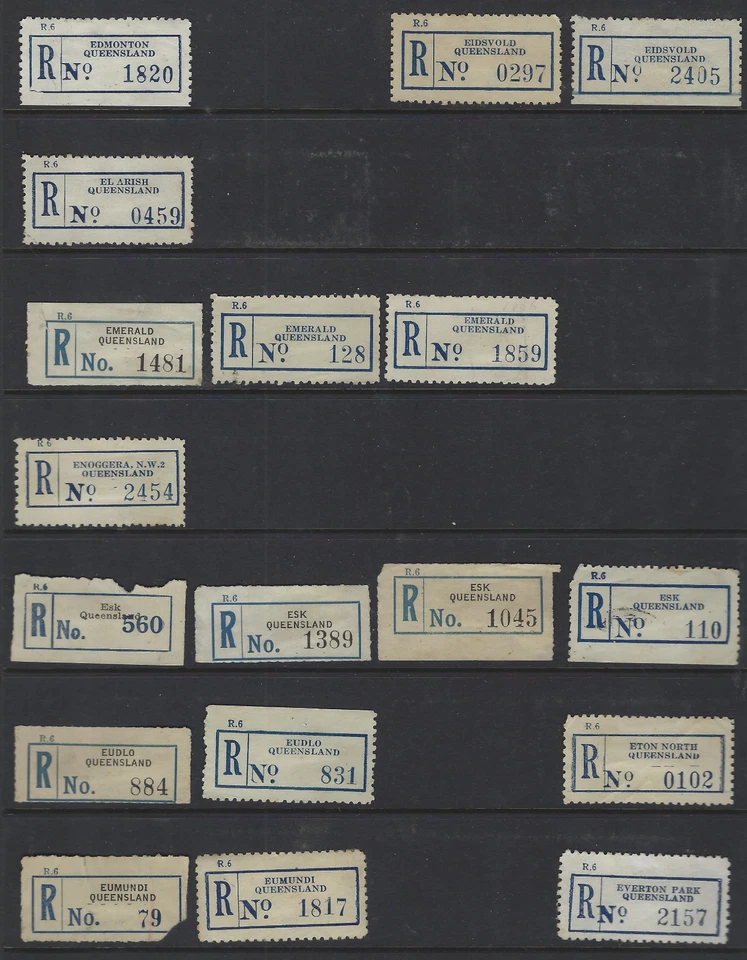 Etiquetas de registro de Australia Queensland Edmonton, Emerald, Esk, Eudlo, Eumundi Foto 1 de 1