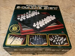 Cardinal Glass And Wood 3 Game Set Chess, Checkers, Backgammon - Picture 1 of 5