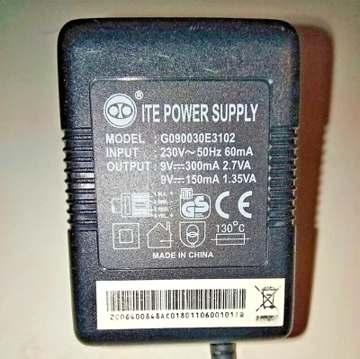 Netzteil Netzgerät AC DC Adapter  Model G090030E3102  9V - 150mA  9V 300mA - Bild 1 von 4