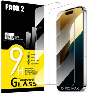 Verre Trempé pour iPhone 16/16 Plus, 16 Pro Max, 15/14/13 - Transparent 9H Lot-2 - Photo 1/3
