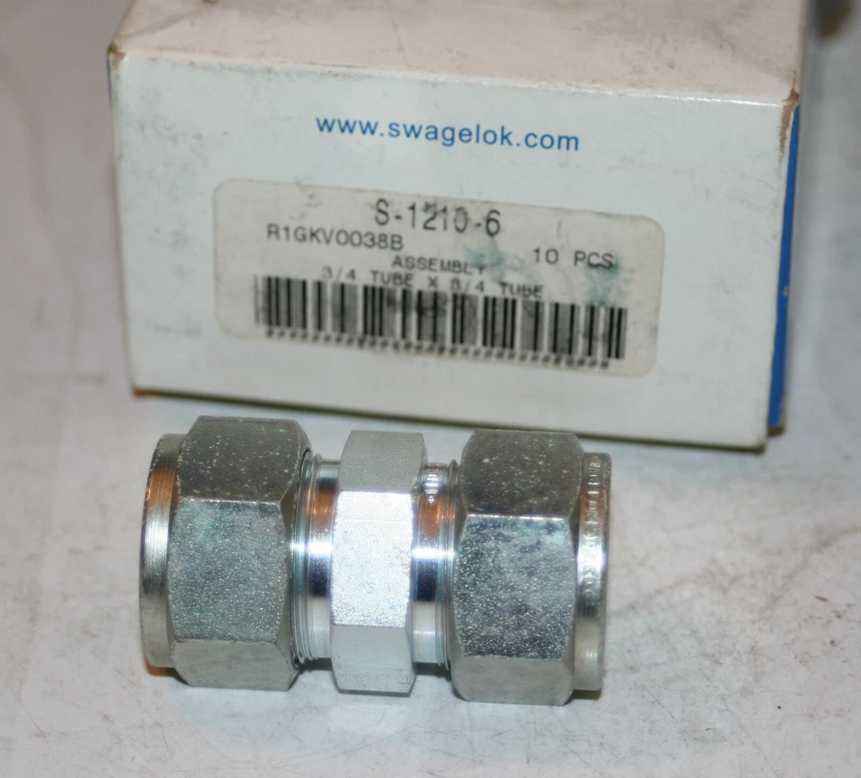 3/4" Tube Union Compression Fitting Steel Swagelok  S-1210-6 - Image 1 of 1