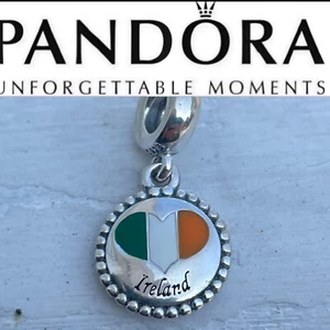 Rare Pandora Ireland 🇮🇪 Exclusive Country Irish Heart Flag Dangle Charm - Picture 1 of 6
