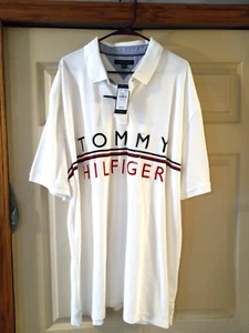 Tommy Hilfiger Mens Polo Size 3XL Wicking White/Red/Blue NWT - Picture 1 of 2