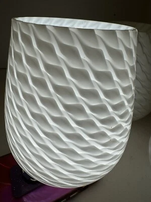 Art Glass Shades White Textured Swirl  Light Fixtures Set of 3 “ 12 x 6 - Image 1 of 4