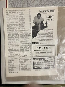 1956 SONNY PAYNE GRETSCH DRUMS VINTAGE PAGE AD - Picture 1 of 1