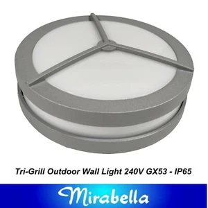 140mm Round Silver / Grey Wall Light Diffused Outdoor Exterior 240V GX53 - Picture 1 of 4